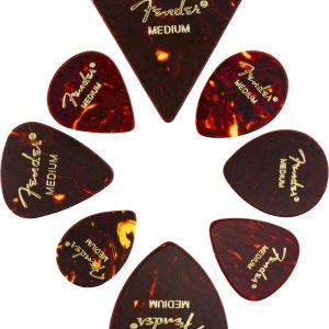 FENDER ALL SHAPES MEDLEY PACK OF 8 PICKS, TORTOISE SHELL, MEDIUM
