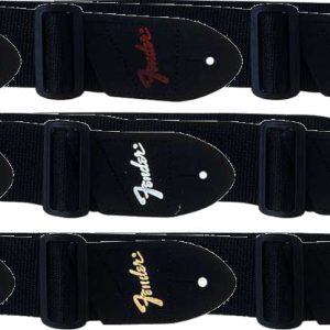 FENDER ECONOMY STRAP ASSORTMENT (12) 2" BLACK POLY GUITAR STRAPS