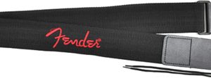 FENDER 2" BLACK POLY GUITAR STRAP W/ RED LOGO