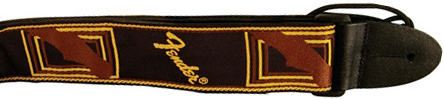 FENDER 2" MONOGRAMMED GUITAR STRAP, BLACK/YELLOW/BROWN