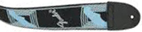 FENDER 2" MONOGRAMMED GUITAR STRAP, BLACK/LIGHT GREY/BLUE