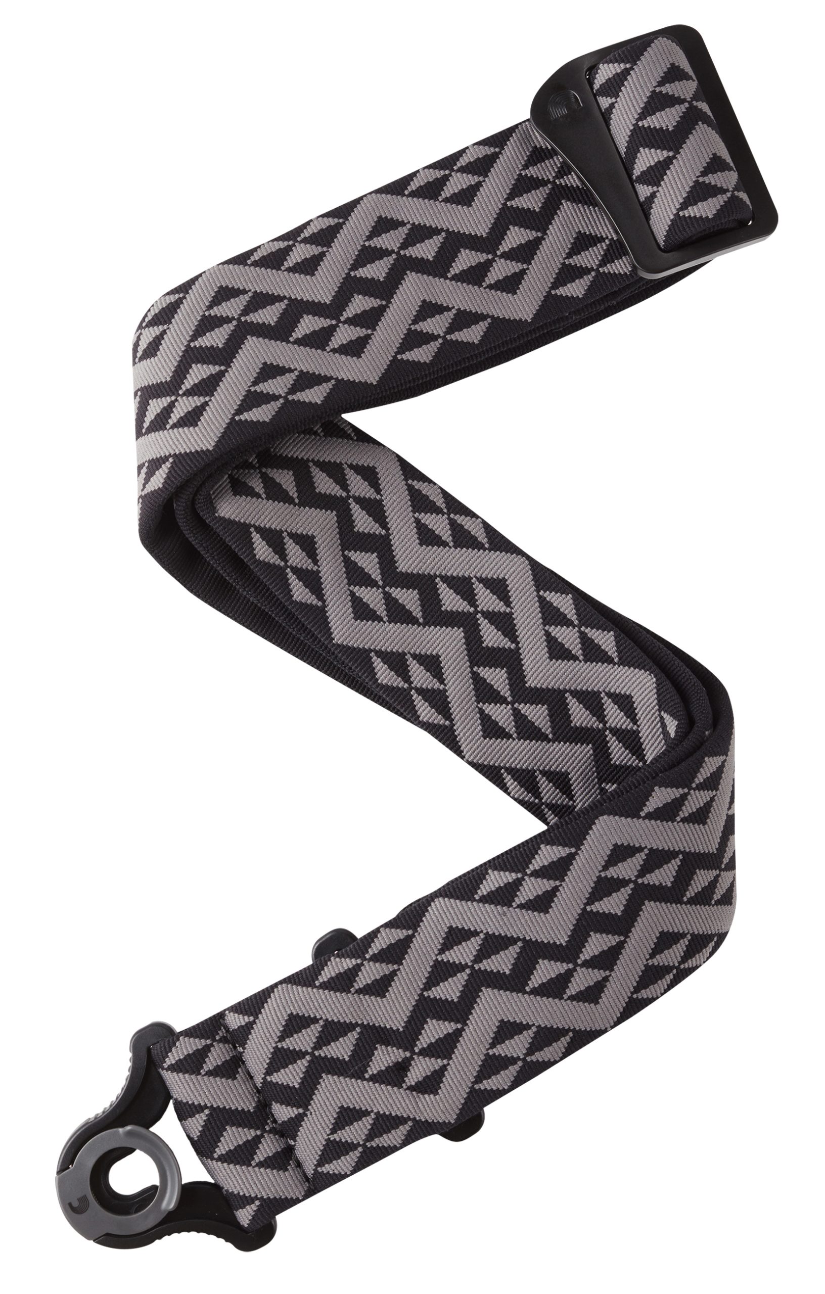 D'ADDARIO AUTO LOCK GUITAR STRAP, NYLON, BLACK PADDED GEOMETRIC
