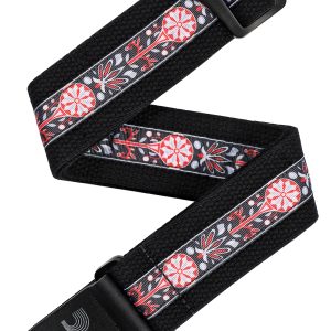 D'ADDARIO DELUXE COTTON GUITAR STRAP, BLACK