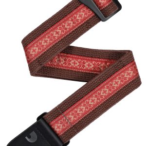 D'ADDARIO DELUXE COTTON GUITAR STRAP, BROWN