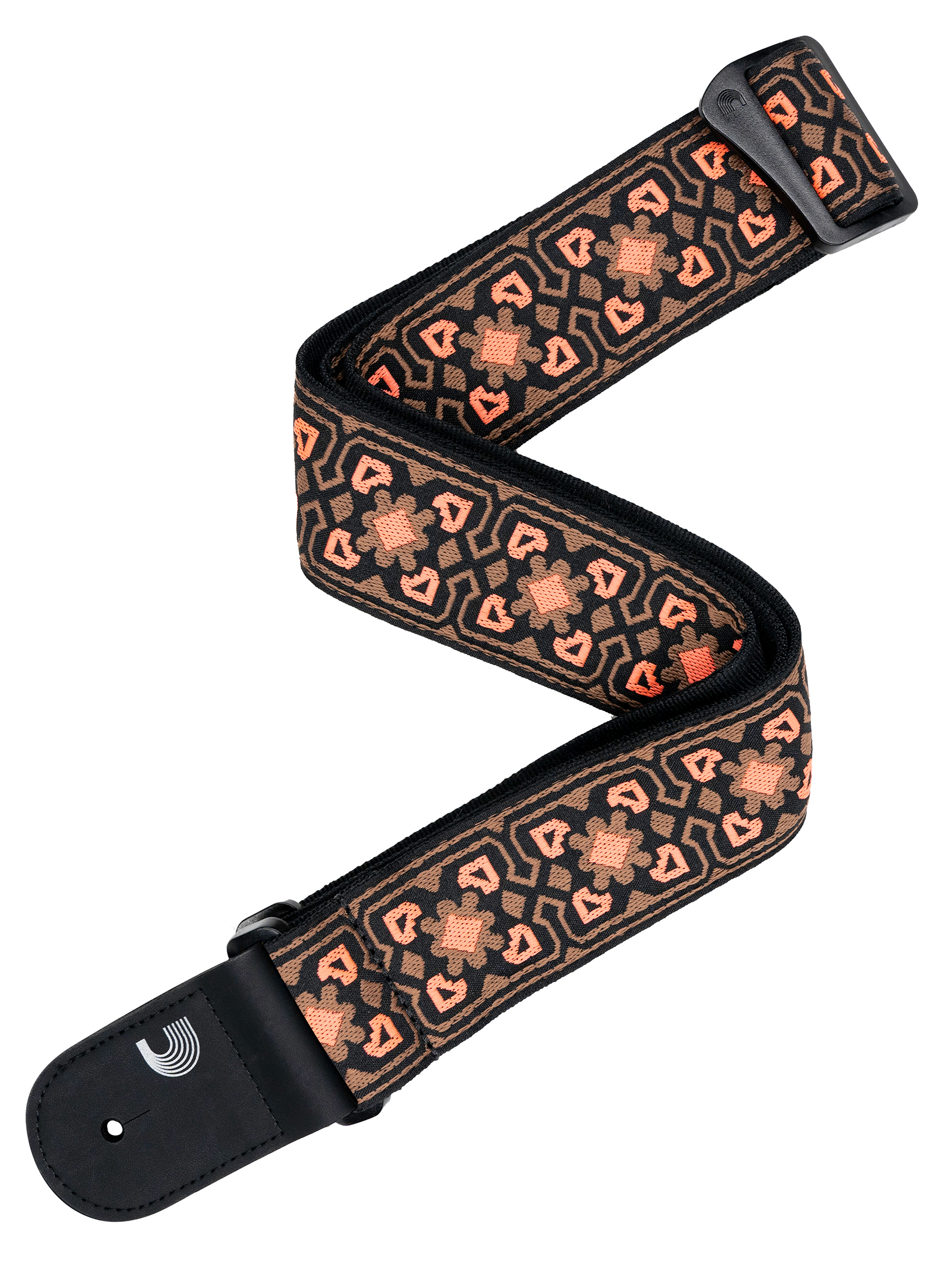 D'ADDARIO ECO COMFORT WOVEN GUITAR STRAP, BROWN & ORANGE
