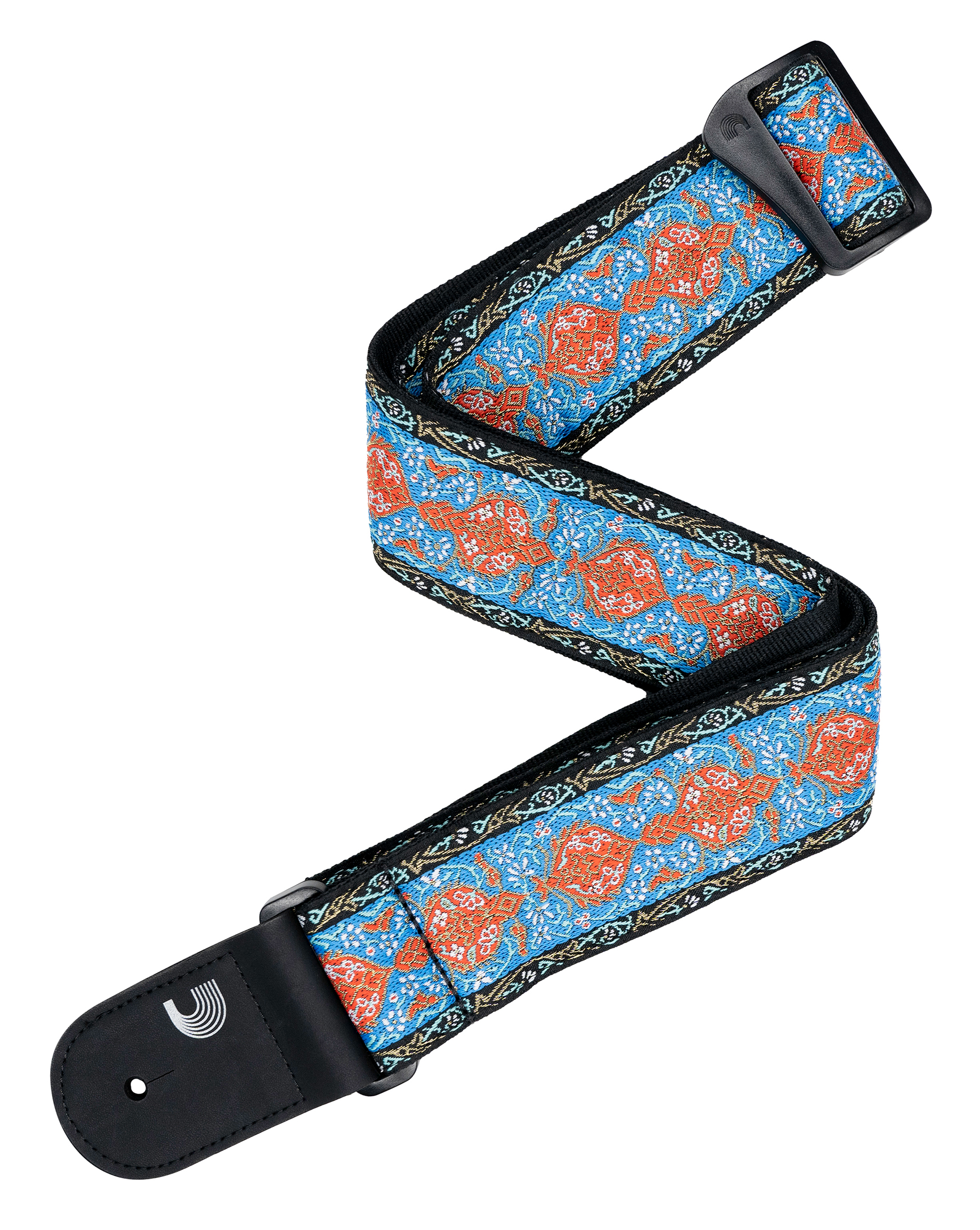 D'ADDARIO ECO COMFORT WOVEN GUITAR STRAP, BLUE & ORANGE
