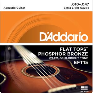 D'ADDARIO FLAT TOPS PHOSPHOR BRONZE ACOUSTIC GUITAR STRING SET
