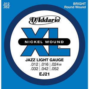 D'ADDARIO ELECTRIC GUITAR STRING SET, XL JAZZ LIGHT 12-52