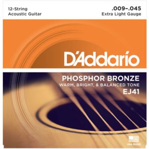 D'ADDARIO 12-STRING ACOUSTIC GUITAR SET, PHOSPHOR BRONZE