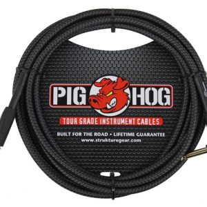 PIG HOG VINTAGE SERIES INSTRUMENT CABLE, 10FT, BLACK WOVEN