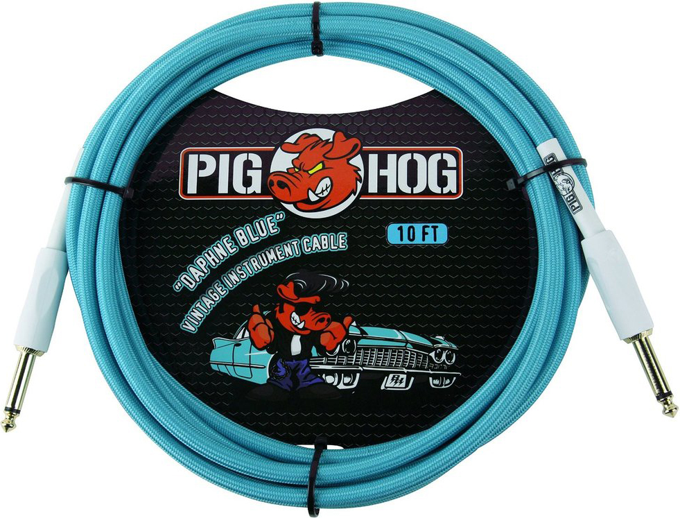 PIG HOG VINTAGE SERIES INSTRUMENT CABLE, 10FT, DAPHNE BLUE