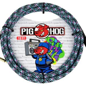 PIG HOG INSTRUMENT CABLE, 10FT RIGHT, BLUE GRAFFITI