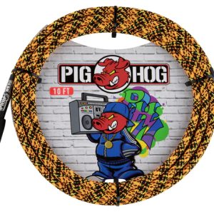 PIG HOG INSTRUMENT CABLE, 10FT STRAIGHT, ORANGE GRAFFITI