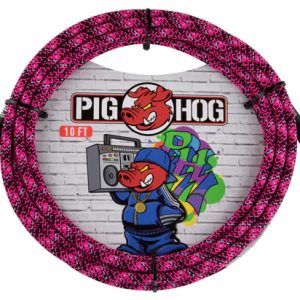 PIG HOG INSTRUMENT CABLE, 10FT STRAIGHT, PINK GRAFFITI