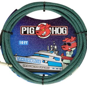 PIG HOG VINTAGE SERIES INSTRUMENT CABLE, 10FT, TAHITIAN BLUE