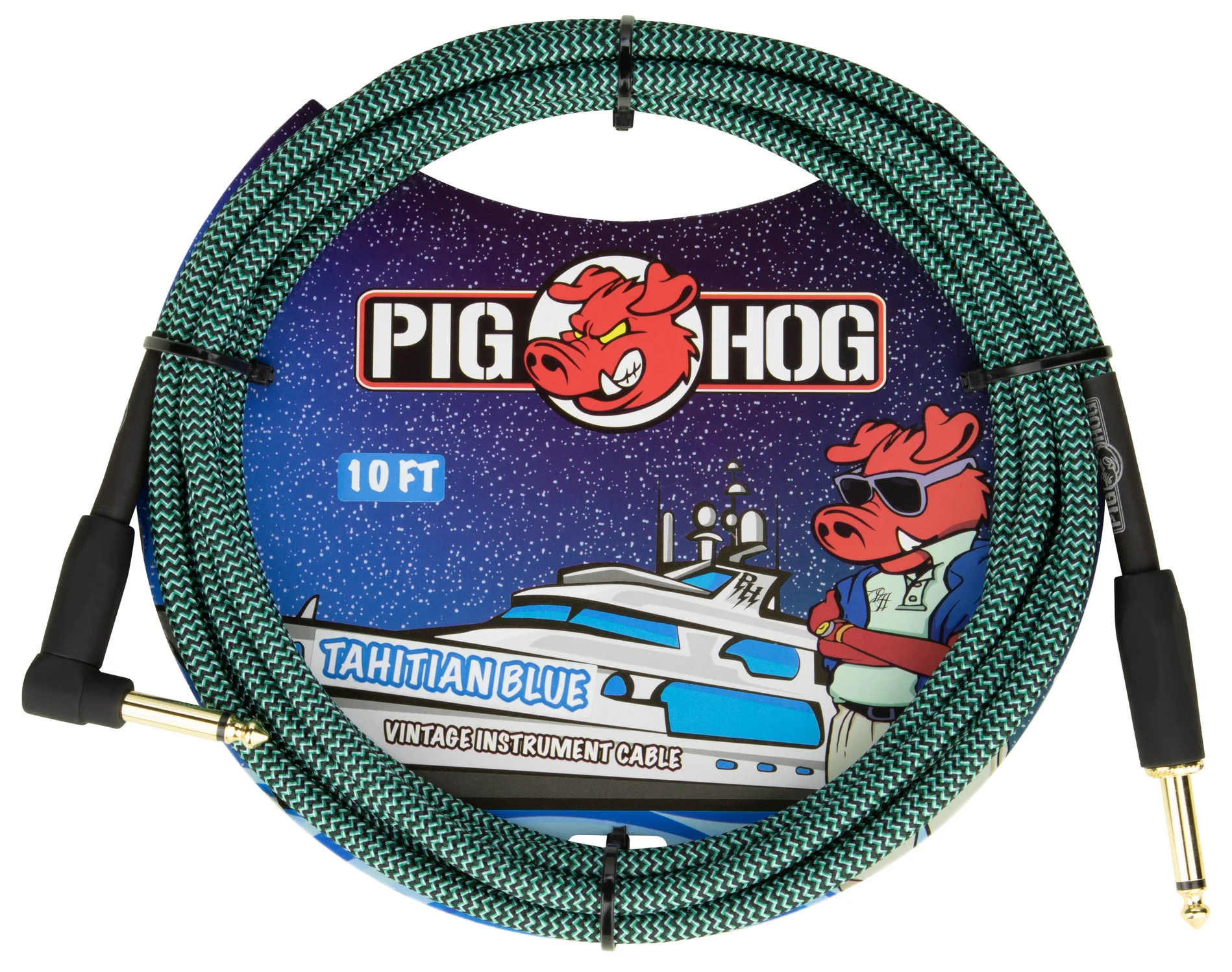 PIG HOG VINTAGE SERIES INSTRUMENT CABLE, 10FT, TAHITIAN BLUE