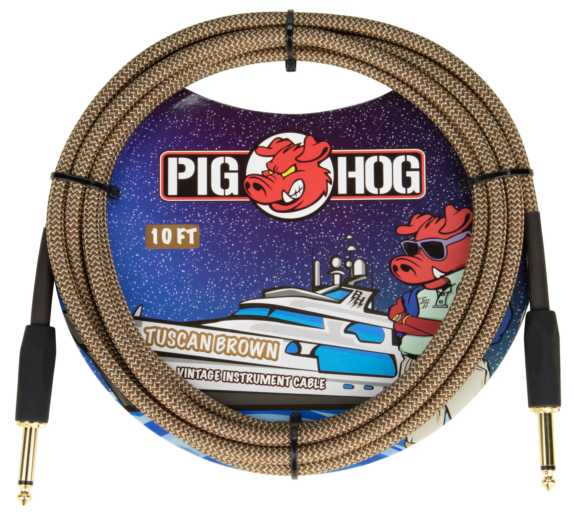PIG HOG VINTAGE SERIES INSTRUMENT CABLE, 10FT, TUSCAN BROWN