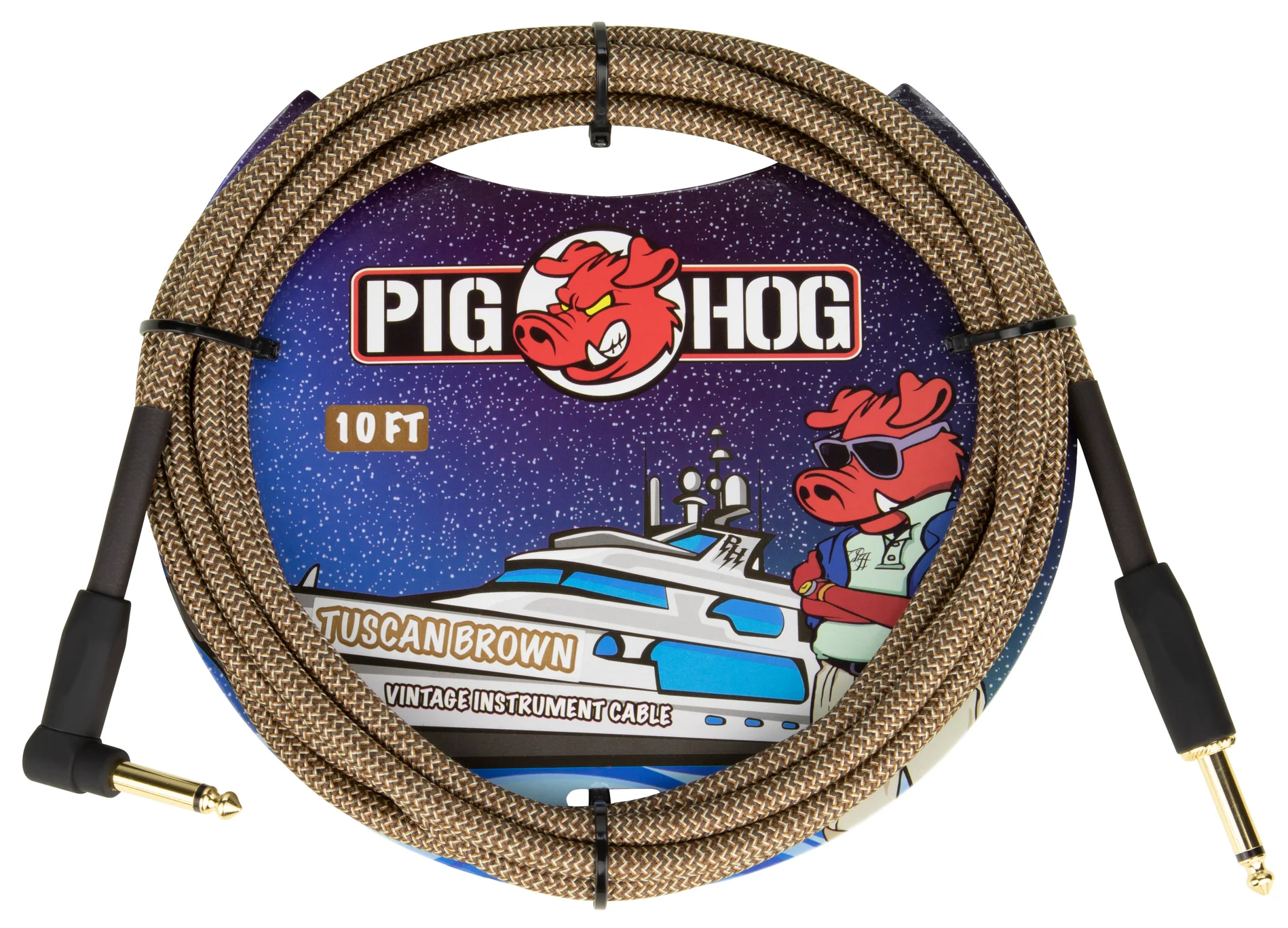 PIG HOG VINTAGE SERIES INSTRUMENT CABLE, 10FT, TUSCAN BROWN