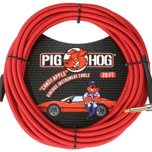 PIG HOG VINTAGE SERIES INSTRUMENT CABLE, 20FT, CANDY APPLE RED