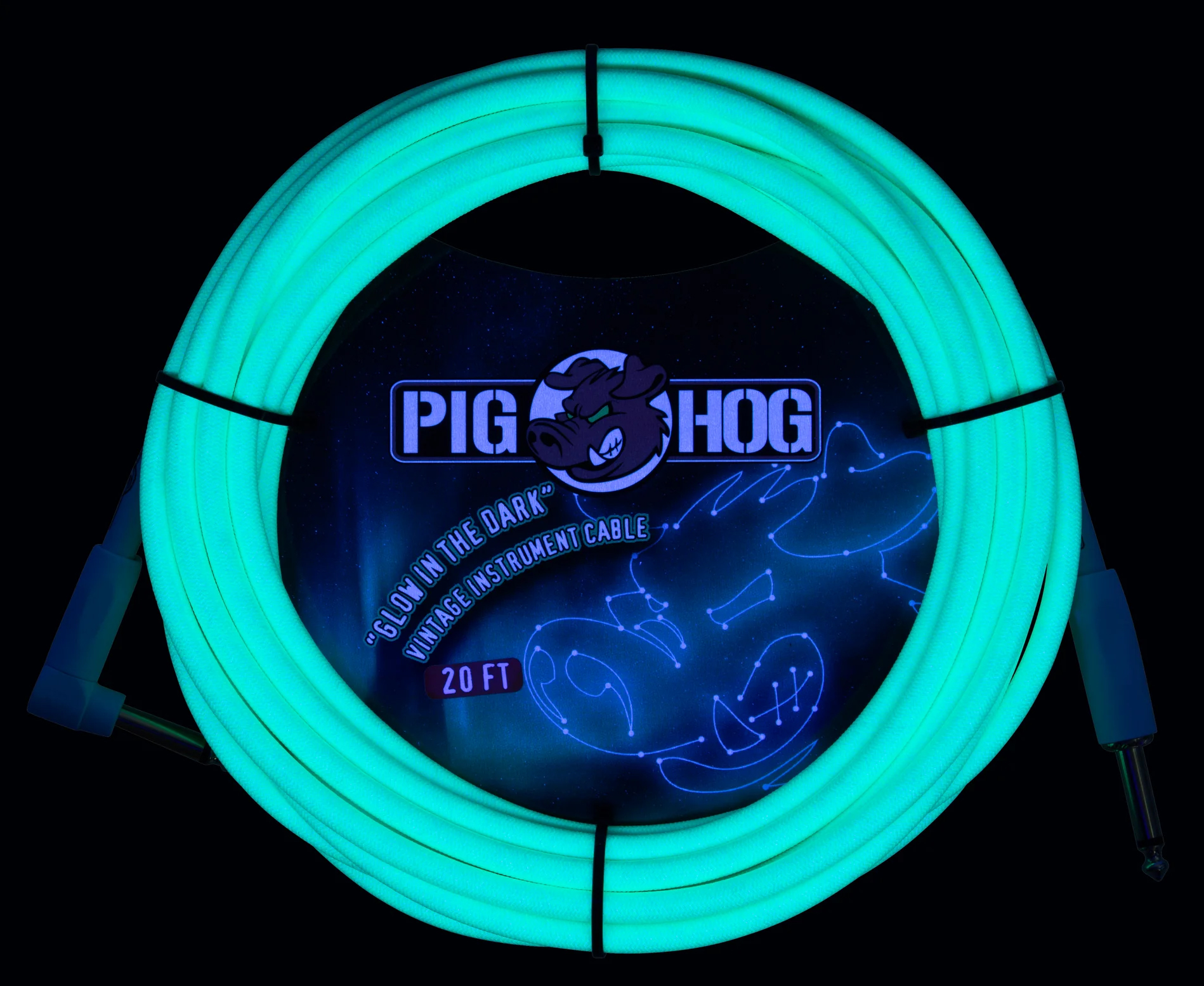 PIG HOG GLOW IN THE DARK INSTRUMENT CABLE, 20FT