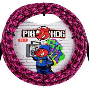 PIG HOG INSTRUMENT CABLE, 20FT STRAIGHT, PINK GRAFFITI