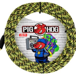 PIG HOG INSTRUMENT CABLE, 20FT STRAIGHT, YELLOW GRAFFITI
