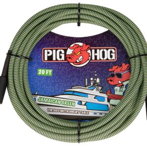 PIG HOG VINTAGE SERIES INSTRUMENT CABLE, 20FT, JAMAICAN GREEN