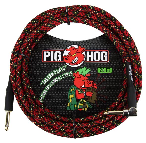 PIG HOG VINTAGE SERIES INSTRUMENT CABLE, 20FT, TARTAN PLAID