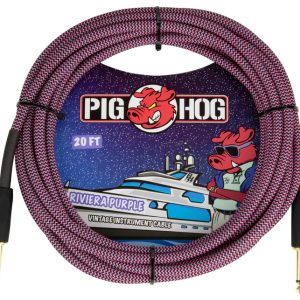 PIG HOG VINTAGE SERIES INSTRUMENT CABLE, 20FT, RIVIERA PURPLE
