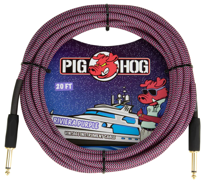 PIG HOG VINTAGE SERIES INSTRUMENT CABLE, 20FT, RIVIERA PURPLE