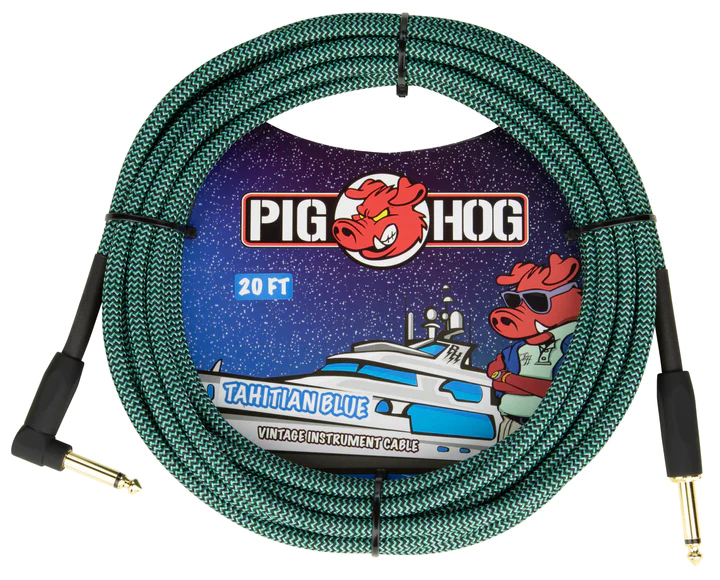 PIG HOG VINTAGE SERIES INSTRUMENT CABLE, 20FT, TAHITIAN BLUE