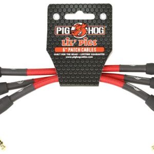 PIG HOG VINTAGE 6" PATCH CABLES, CANDY APPLE, 3PC